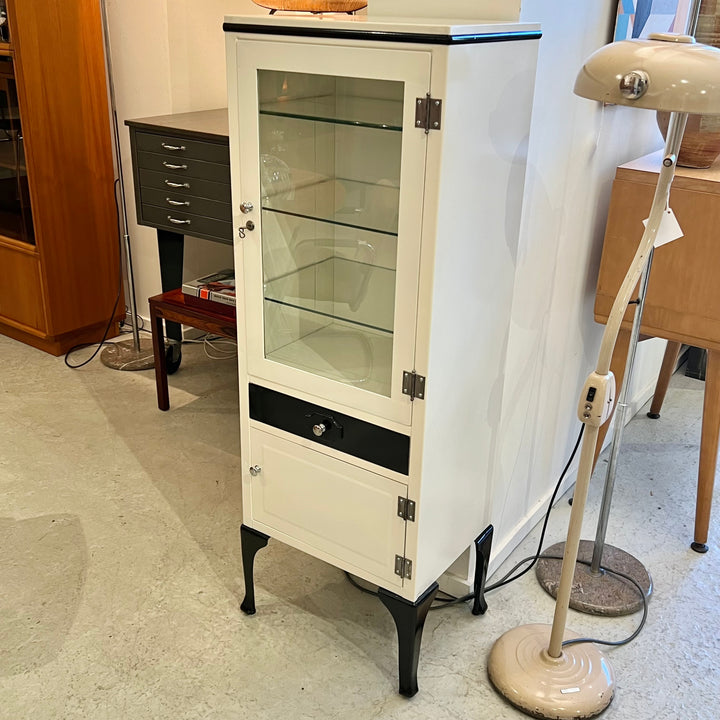 Restored Antique Metal Medical Display Cabinet
